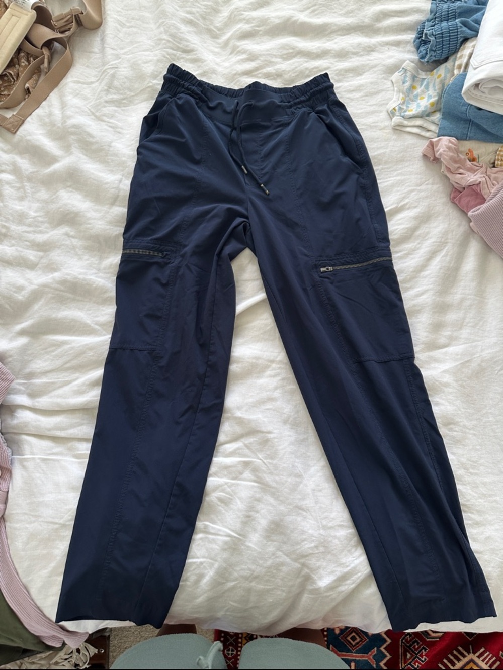 Athleta Navy Blue Lightweight Zipper Pocket Joggers